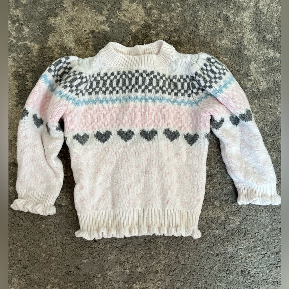 Janie and Jack  Heart Pattern Sweater - Pink, Gray, and Blue, size 18 to 24 M